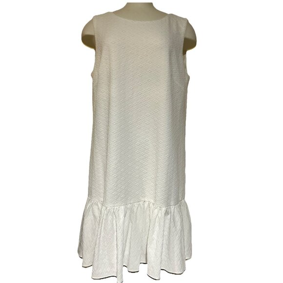 Tommy Hilfiger Dresses & Skirts - Tommy Hilfiger White Ruffle Fit Flair Sleeveless Shift Dress Biz Classic Prep